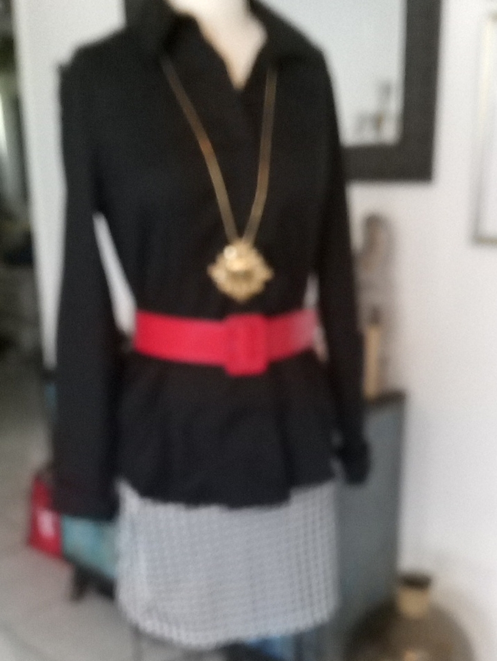 White House Black Market Woman Solid Black Dress Shirt